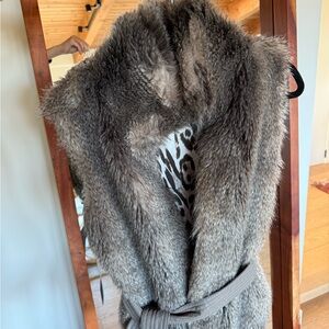 Alberto Makali Animal Print Faux Fur Vest
